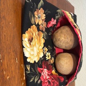 Hand Crafted Floral Potato Bag - Black Yellow and Pink Microwaveable